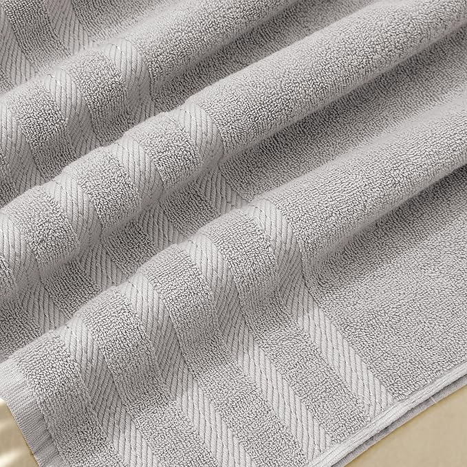 Hearth & Harbor Bath Towels for Bathroom - 100% Ring Spun Cotton Luxury Bathroom Towels - Soft & Highly Absorbent Bath Towels Set, 6 Piece Set, Light Gray