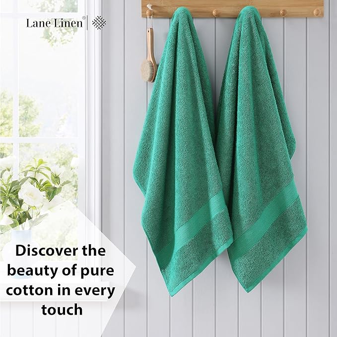 LANE LINEN 100% Cotton Oversized Bath Towels Set of 4 (35"x66") - Fade Resistant, Soft & Highly Absorbent - Eco Friendly, Extra Large Bathroom Towel Sets - Ideal for Daily Use, Sauna, Spa - Emerald
