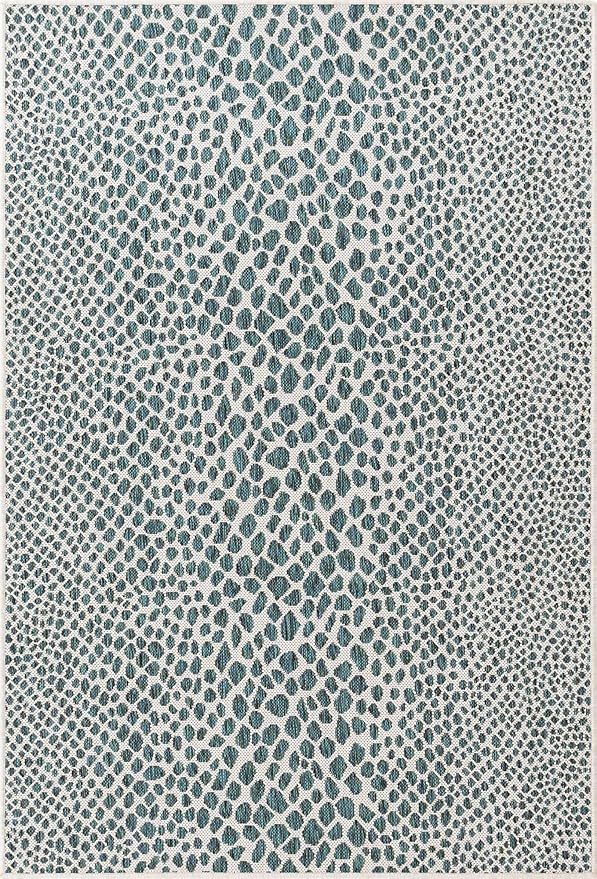 Unique Loom Outdoor Collection Area Rug - Cape Town (4' 1" x 6' 1" Rectangle, Teal/ Ivory)