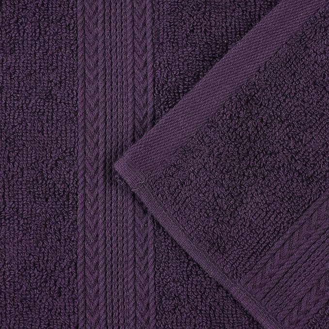 Superior Eco-Friendly Cotton 12-Piece Face Towel/Washcloth Set, Small, Fast Drying Towels for Face, Spa, Resort, Hotel, Hand, Shower, Guest Bathroom, Home, Airbnb, Apartment Essentials, Eggplant