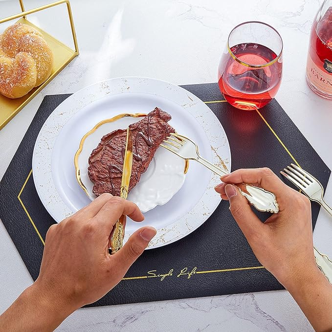 N9R 100PCS Gold Plastic Forks, 7.48inch Disposable Gold Plastic Silverware, Heavy Duty Plastic Forks for Parties, Weddings and Events