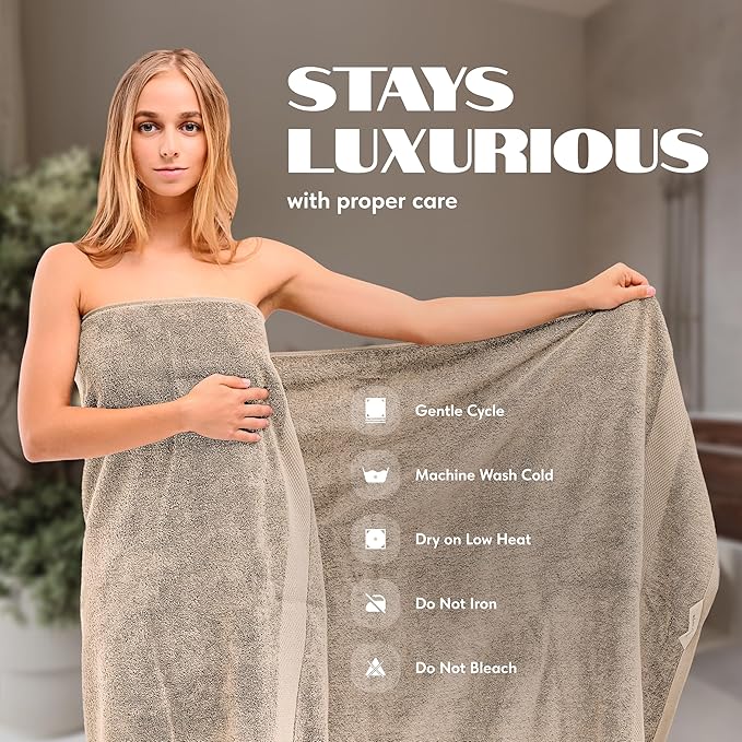 White Classic Luxury Soft Bath Sheet Towels - 650 GSM Cotton Luxury Bath Towels Extra Large 35x70 | Highly Absorbent and Quick Dry | Hotel Collection Extra Large Bath Towels Oversized, Taupe, 2 Pack