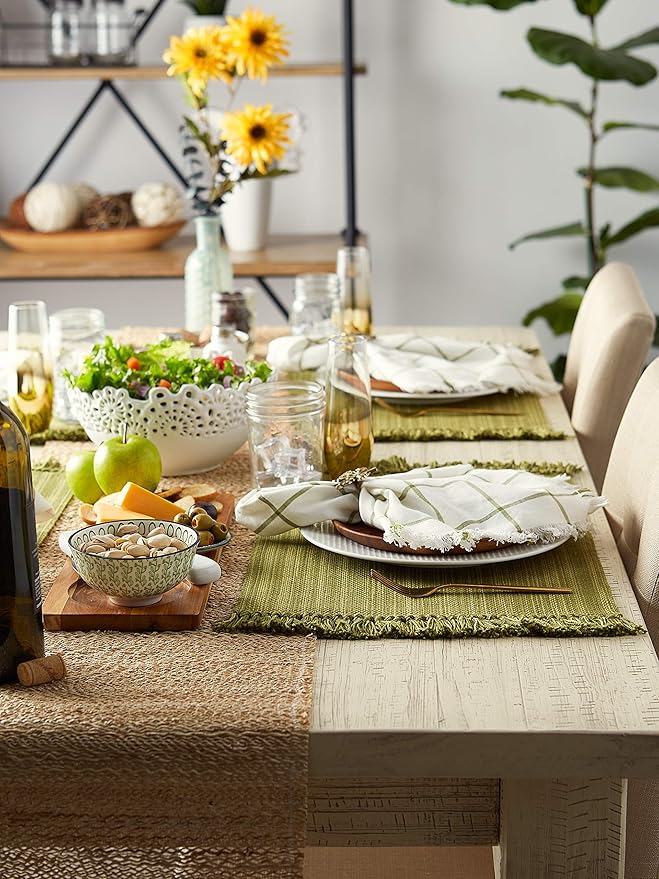 DII Variegated Tabletop Collection, Placemat Set3x19, Olive Green, 6 Piece