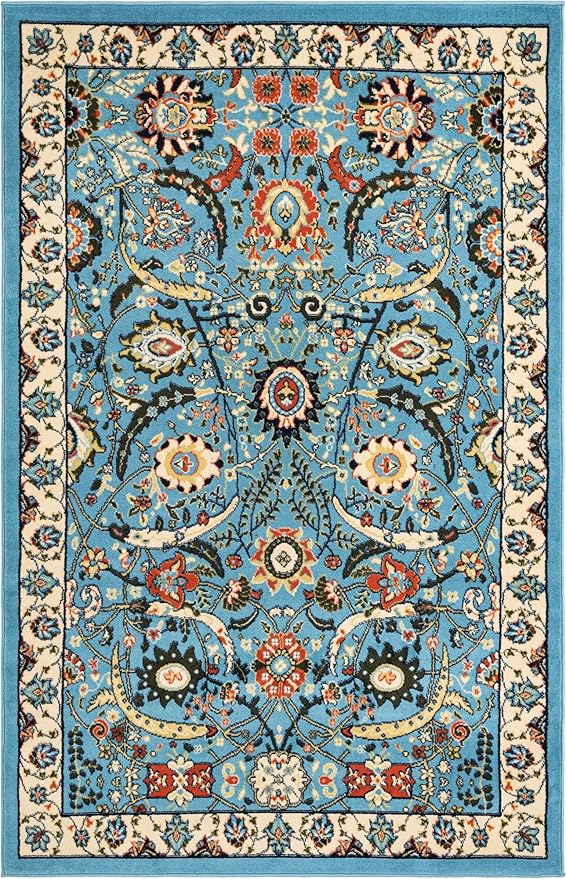 Unique Loom Espahan Collection Area Rug - Cape Cod (5' 3" x 8' Rectangle, Blue/ Black)