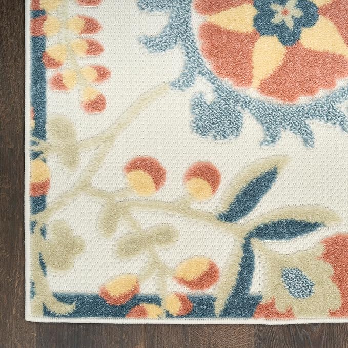 Nourison Home Aloha Grey Multicolor 5'3" x 7'5" Area Rug - Easy Clean, Non Shedding, Bed Room, Living Room, Dining Room, Kitchen (5' x 8')