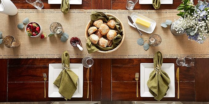 DII Variegated Tabletop Collection, Napkin Set, 20x20, Olive Green, 6 Piece