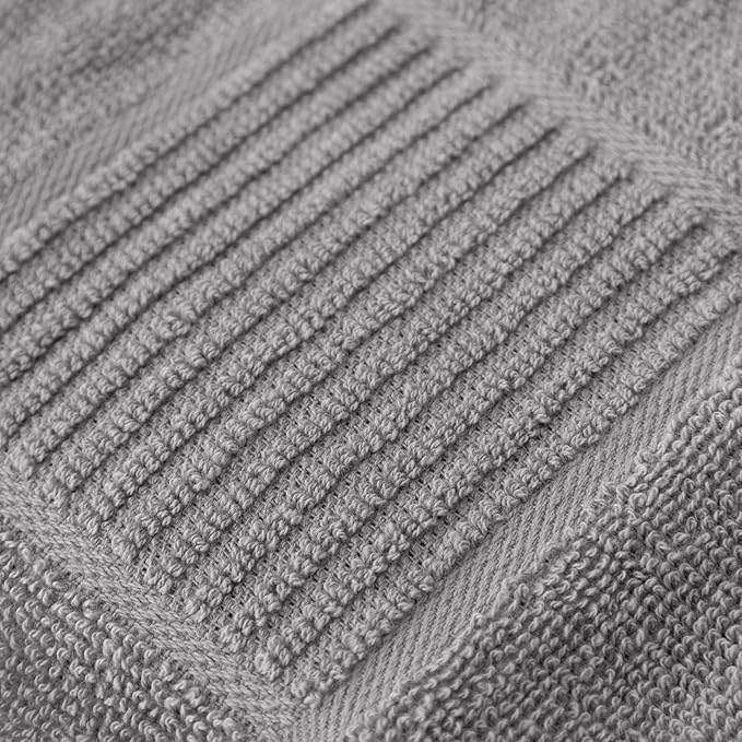 T-fal Solid & Checked Parquet Kitchen Towels: Highly Absorbent, Super Soft Long Lasting - 100% Cotton, 16"x26" Dish Towels for Cleaning & Drying Dishes, Pans, Glassware, or Countertops, (2-Pack), Gray