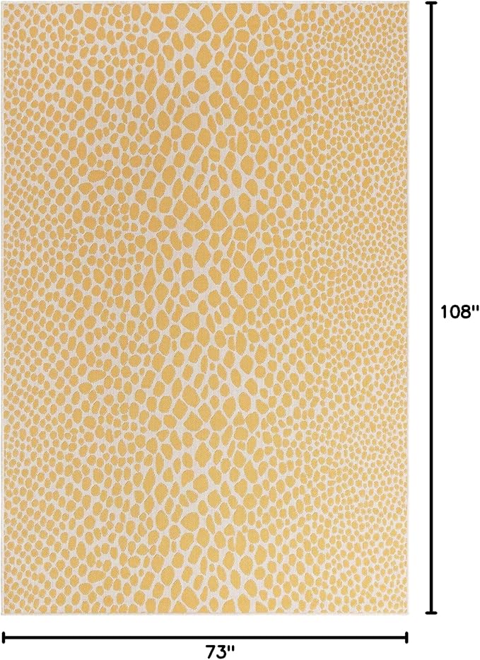 Unique Loom Jill Zarin Outdoor Collection Area Rug - Cape Town (6' x 9' Rectangle Yellow Ivory/Ivory)