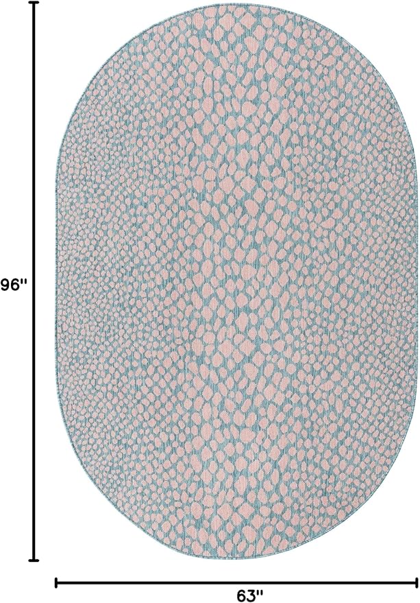 Unique Loom Jill Zarin Jill Zarin Outdoor Collection Area Rug - Cape Town (5' 3" x 8' Oval, Pink and Aqua/Light Blue)