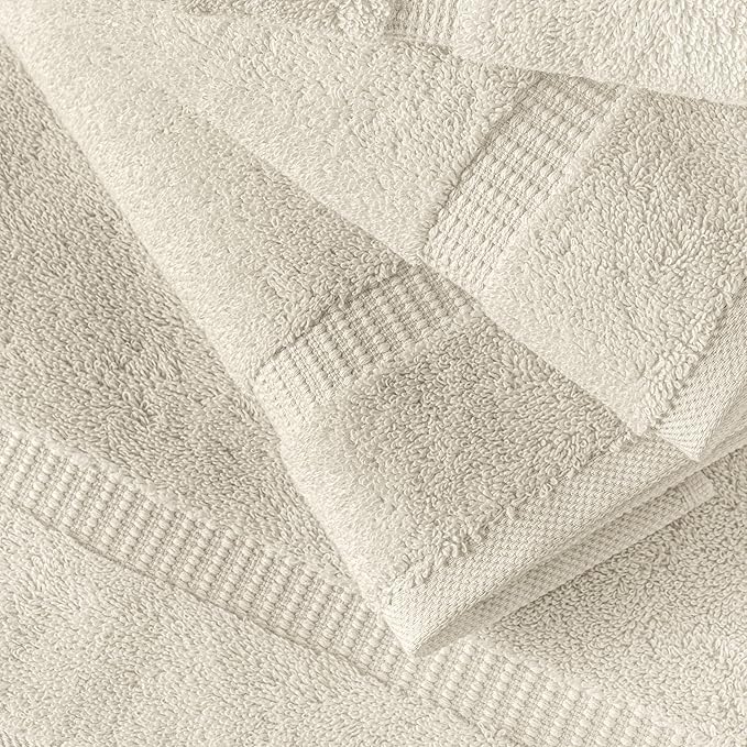 SALBAKOS 100% Turkish Cotton Hand Towel Set of 6 16x30 inch | Heirloom Quality | Hotel & Spa Collection | Ultra Soft, Super Absorbent, Long Lasting Hand Towels | Made in Turkey (Ivory, 6 Hand Towels)