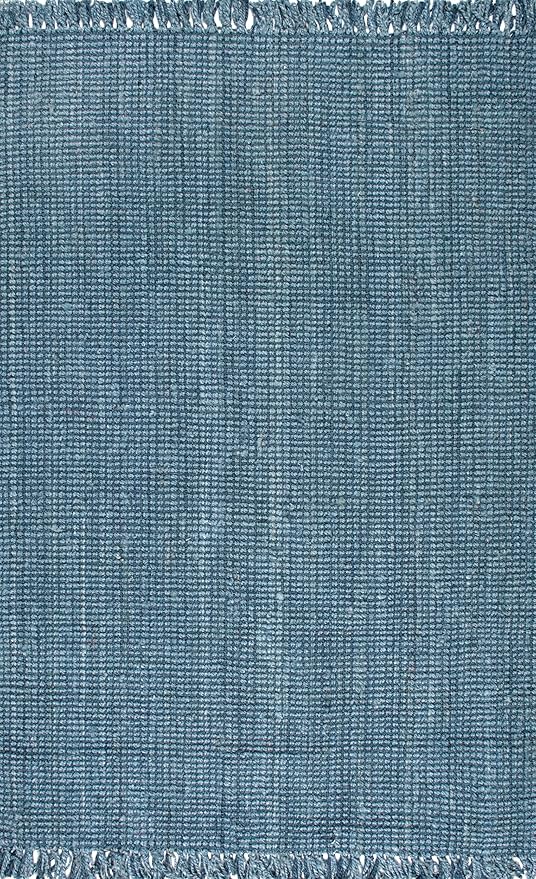 Nuloom Daniela Blue, 8'6" x 11'6", Handmade, Jute, Tassel, Soft and Textured, High Traffic, Stain Resistant, Easy Clean, Durable Area Rug for Bedroom, Living Room, Dining Space, Foyer, Entryway