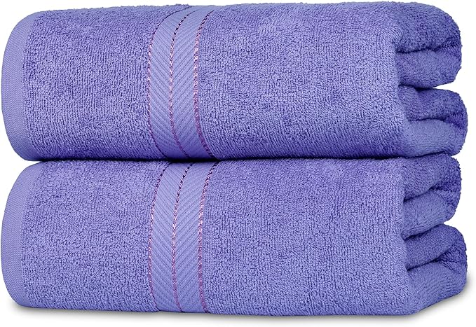 Casa Lino Bath Sheets Set Extra Large - 100% Cotton Extra Large Bath Towels - Highly Absorbent & Quick Dry Oversized Towels for Adults - 60" x 30" - Pack of 2 - (Purple)