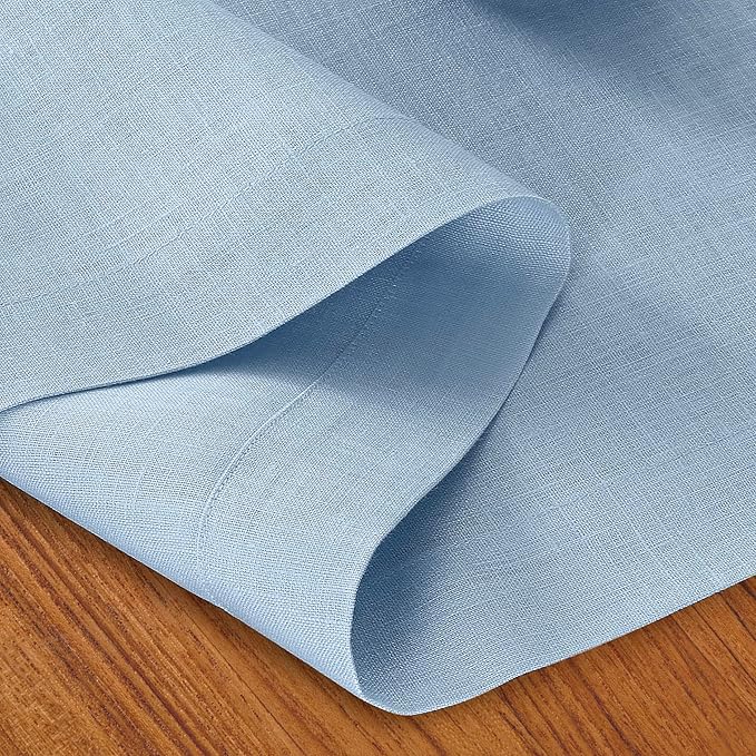 D'Moksha Homes Linen Powder Blue Table Runner 108 Inches Long - 100% Pure Linen Dining Table Runner 14 x 108 Inch for Winter, Holiday, New Year - Machine Washable