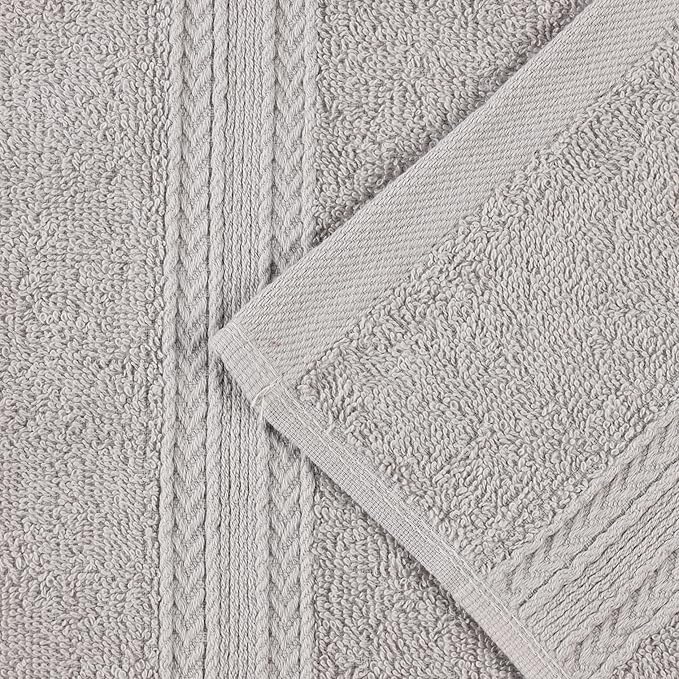 Superior Eco-Friendly Cotton 6-Piece Hand Towel Set, Small Towels for Spa, Resort, Hotel, Guest Bath, Kitchen, Quick Dry, Soft, Bathroom Accessories, Home and Apartment Essentials, Silver