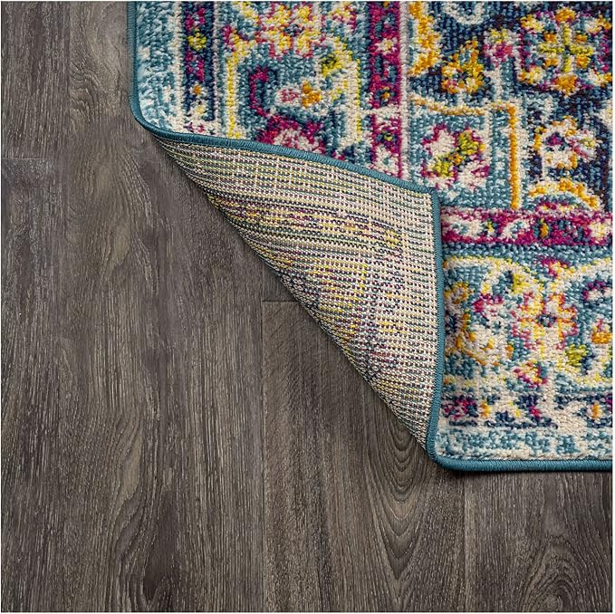 JONATHAN Y Brooklyn Geometric Medallion Blue/Beige Runner Rug, 2x8, Vintage, Bohemian, Easy-Cleaning for Living Room, Bedroom, Kitchen, Pet Friendly, Non-Shedding (MDP207A-28)