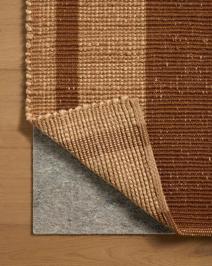 Loloi Leanne Ford Weatherstaff Collection WTS-04 Cinnamon/Natural 3'-6" x 5'-6" Accent Rug Jute, Striped, Neutral, Entryway, Mudroom, Bathroom, and Kitchen