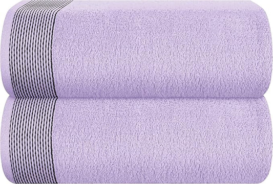 Belizzi Home Cotton 2 Pack Oversized Bath Sheet 35 x 70, Large Bath Sheet, Ultra Absorbent, Compact, Eco-Friendly and 100% Recyclable, Quick Drying and Lightweight Towel - Purple
