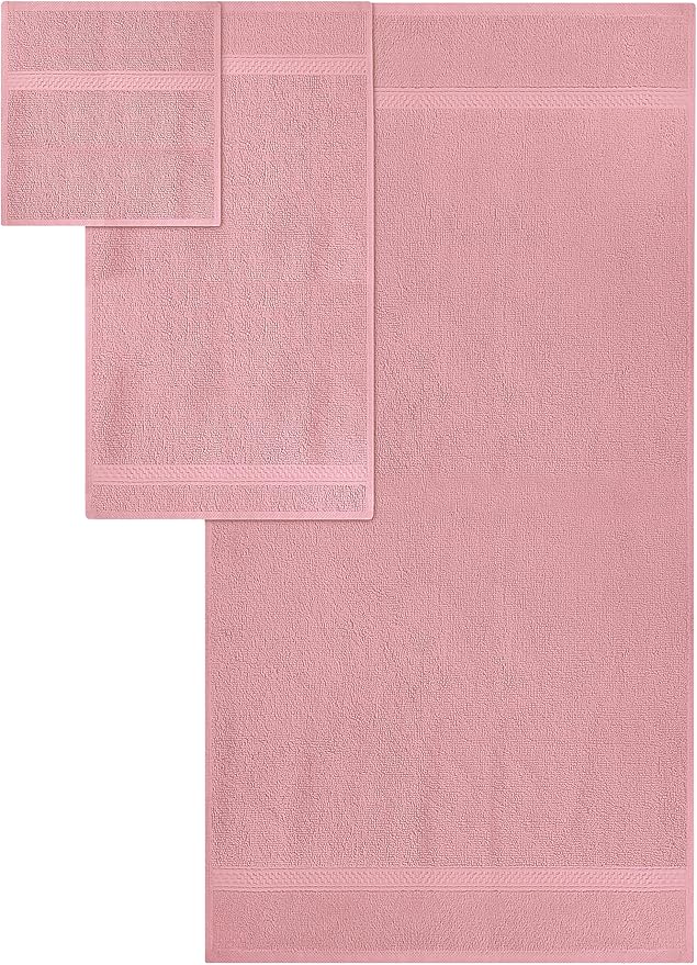 Utopia Towels 8 Piece Luxury Towel Set – Majestic Plush, Super Absorbent & Quicker-to-Dry, Thick 100% Ring Spun Cotton Towels for Bathroom, Spa & Hotel – 2 Bath, 2 Hand, 4 Washcloths, Dusty Pink