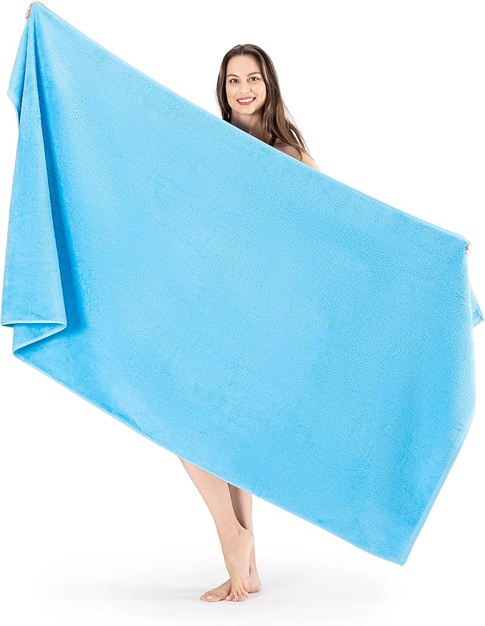 SALBAKOS 100% Turkish Cotton Jumbo Bath Sheet Towel Oversized 40x80 inch | Premium Hotel & Spa Quality, Soft, Absorbent, XL Bath Towels | Made in Turkey (Pack of 1, Aqua, Jumbo Bath Sheet)