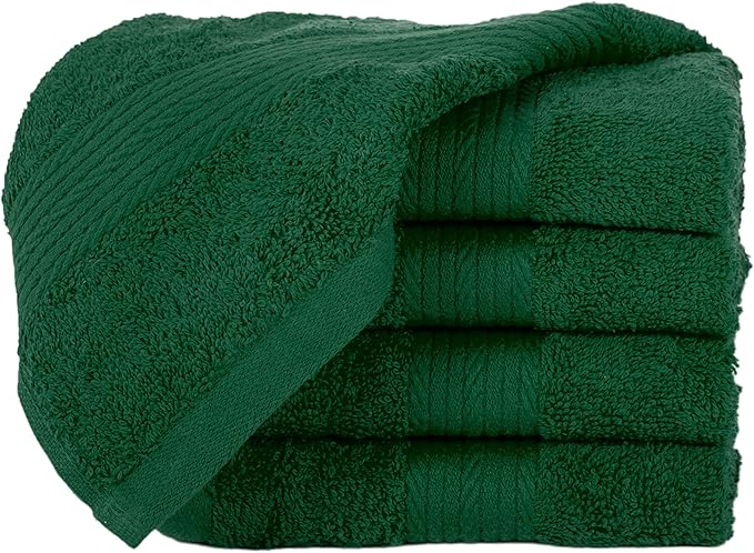 Ample Decor Washcloths Pack of 5 12 X 12 Inch, 600 GSM 100% Cotton Soft Absorbent, Premium Quality Durable Machine Washable, Ideal for Bathroom, Pool, Hotel, Spa – Christmas Green