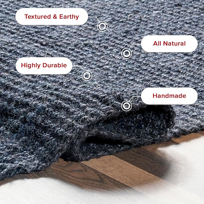 Nuloom Daniela Navy, 5' x 7'6", Handmade, Jute, Tassel, Soft and Textured, High Traffic, Stain Resistant, Easy Clean, Durable Area Rug for Bedroom, Living Room, Dining Space, Foyer, Entryway