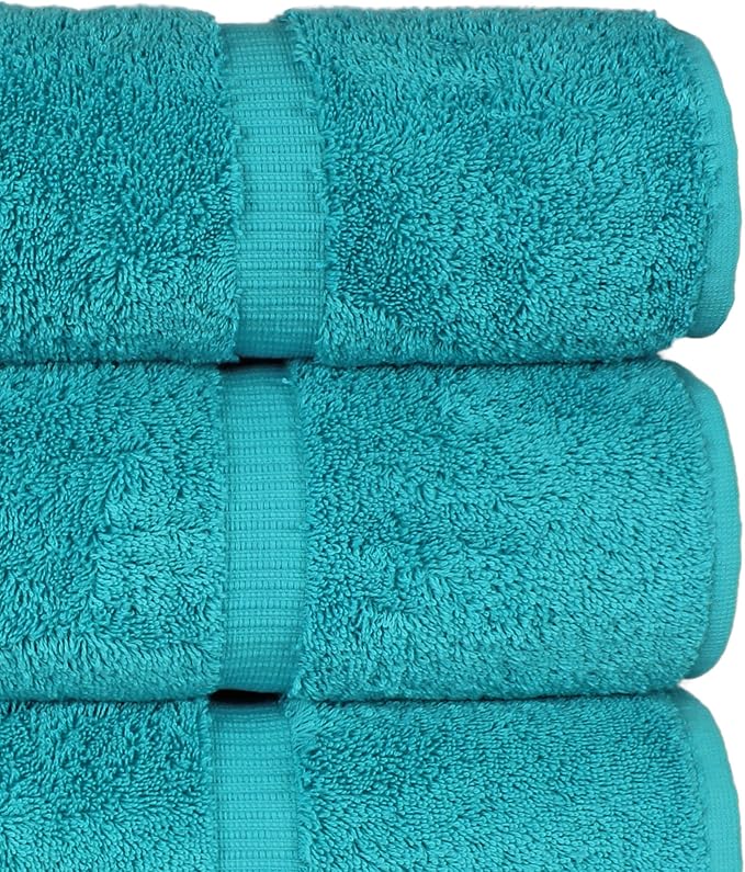 Chakir Turkish Linens 100% Cotton Premium Turkish Towels for Bathroom | 27'' x 54'' (4-Piece Bath Towels -Aqua)