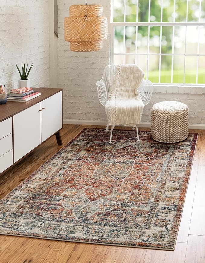 Unique Loom Isabella Collection Area Rug - Adjani (5' 1" x 8' Rectangle, Multi/ Beige)