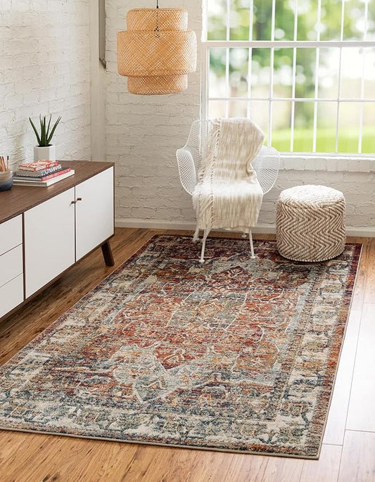 Unique Loom Isabella Collection Area Rug - Adjani (4' 1" x 6' 1" Rectangle, Multi/ Beige)