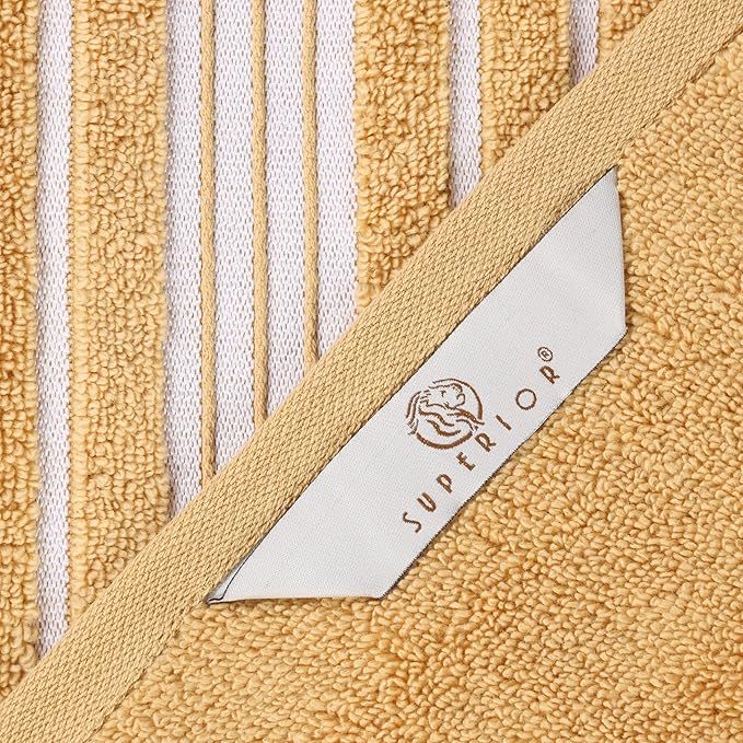 Superior Cotton Hand Towel Set, Small Towels, Plush Soft Absorbent Bathroom Basics, Home Essentials, Spa, Salon, Hotel, Kitchen, Luxury Quick Drying, Zero-Twist, Solid, Sadie Collection, Gold