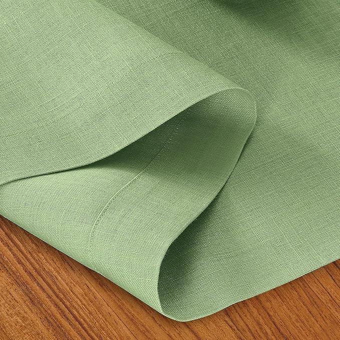D'Moksha Homes Linen Sage Green Table Runner 144 Inches Long - 100% Pure Linen Extra Long Table Runner 14 x 144 Inch for Winter, Holiday, New Year - Machine Washable