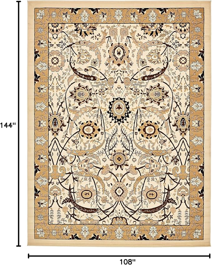 Unique Loom Espahan Collection Area Rug - Cape Cod (9'x 12' Rectangle, Ivory/ Beige)