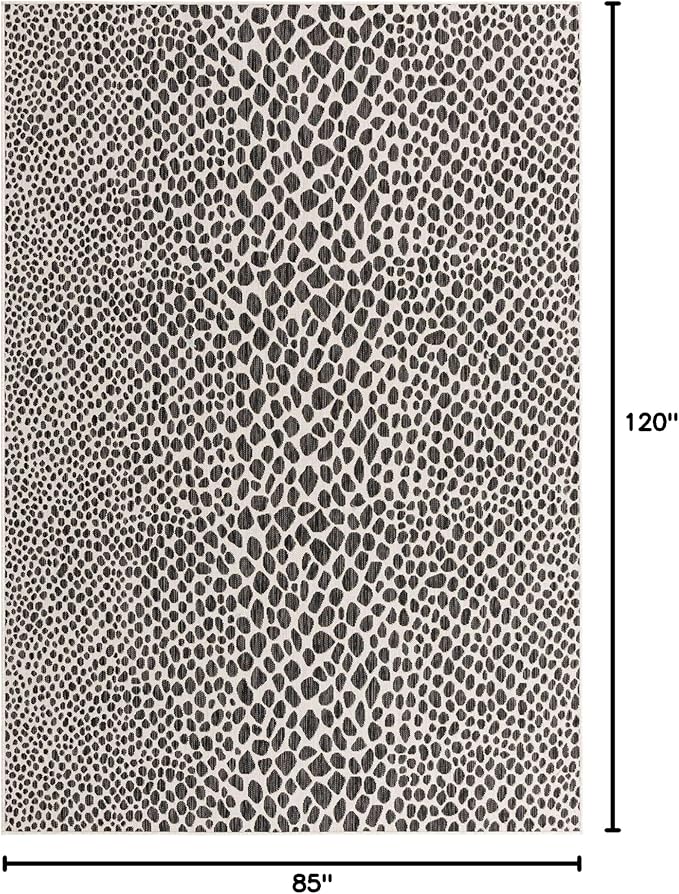 Unique Loom Outdoor Collection Area Rug - Cape Town (7' 1' x 10' Rectangle, Black/ Ivory)