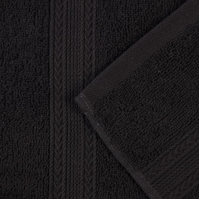 Superior Eco-Friendly Cotton 12-Piece Face Towel/Washcloth Set, Small, Fast Drying Towels for Face, Spa, Resort, Hotel, Hand, Shower, Guest Bathroom, Home, Airbnb, Apartment Essentials, Black