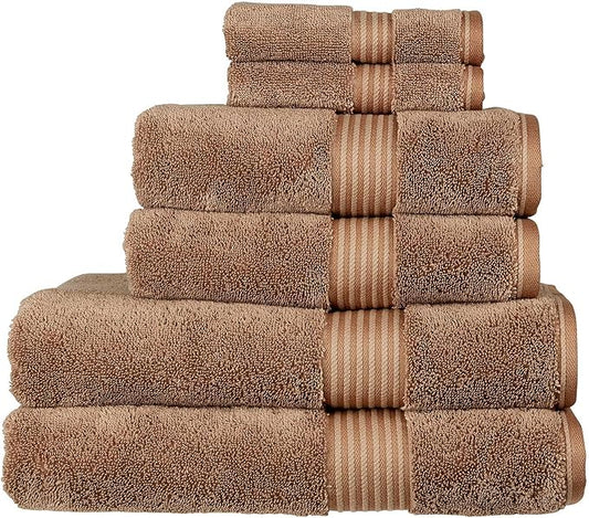 Christy Supreme Hygro 6 Piece Towel Set | Mocha Brown | 100% Luxury Supima Cotton | Ultra Soft | Super Absorbent | 650GSM | 2 Bath Towels 2 Hand Towels 2 Face Cloths