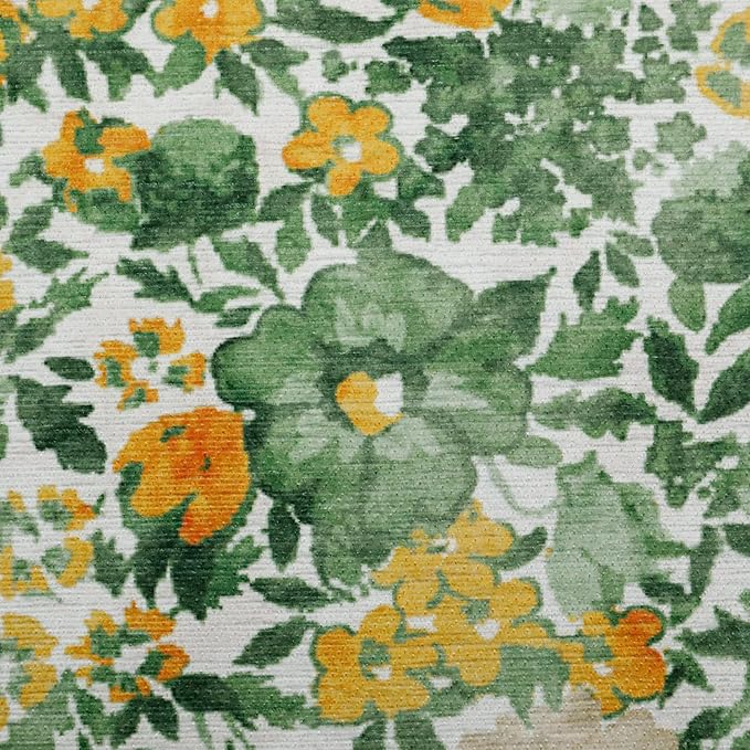 Laura Ashley Green Lovestone Floral Machine Washable & Slip Resistant 26" x 72" Runner Rug