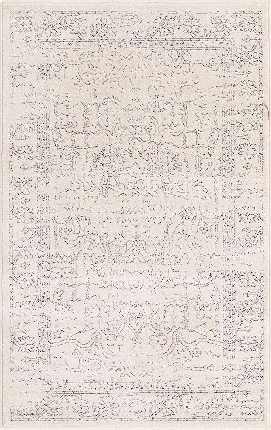 Unique Loom Isabella Collection Area Rug - Adjani (3' 3" x 5' 3" Rectangle, White/ Blue)