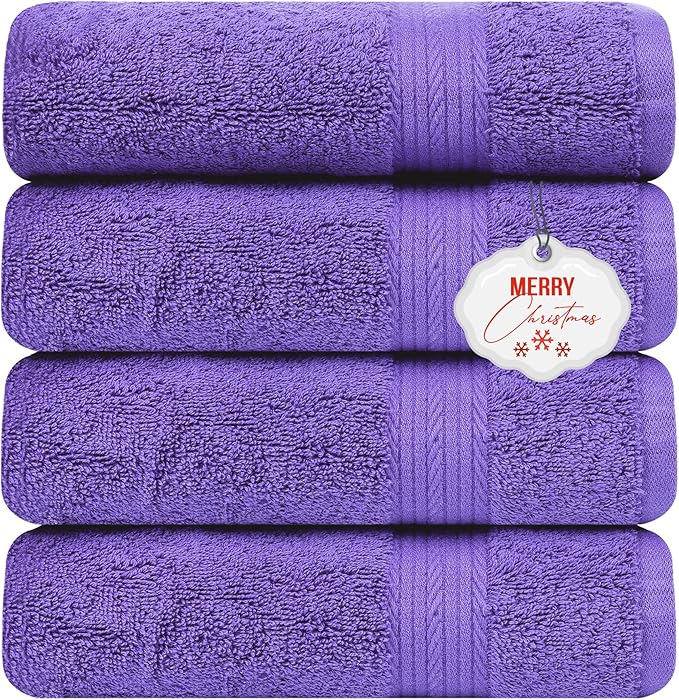 Ample Decor Bath Towel Sets 30 X 54 Inch Soft and Absorbent 100% Cotton 600 GSM Towel - 4pcs Purple