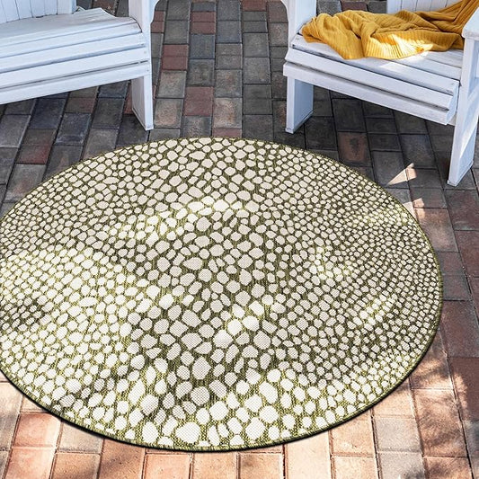 Unique Loom Jill Zarin Outdoor Collection Area Rug - Cape Town (10' 8'' Round, Green/ Ivory)