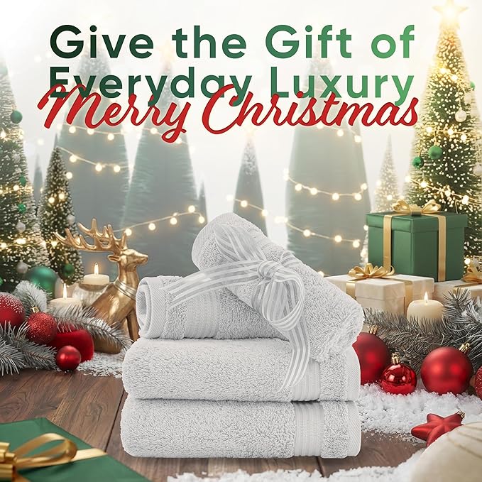 American Veteran Towel, 100% Cotton Turkish Washcloths for Bathroom Essentials 4 Pack, Soft Absorbent Wash Cloths Quick Drying Small Towels Washrags, Silver Grey