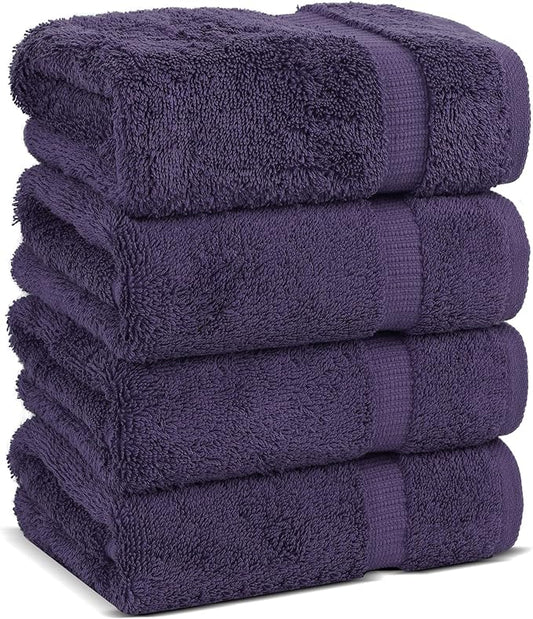 Chakir Turkish Linens 100% Cotton Premium Turkish Towels for Bathroom | 16'' x 30'' (4-Piece Hand Towel, Plum)
