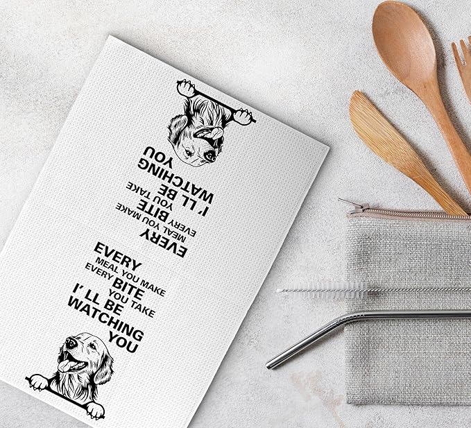 Funny Dish Towels, Golden Retriever Decorative Kitchen Towels, Dog Mom Gifts, Every Meal You Make Every Bite You Take Hand Towels for Bathroom