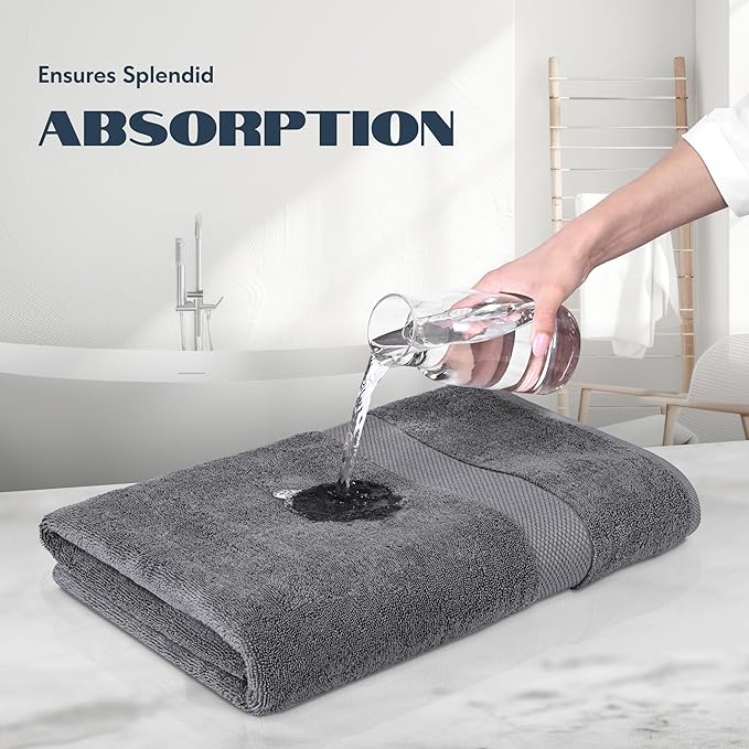 White Classic Luxury Soft Bath Sheet Towels - 650 GSM Cotton Luxury Bath Towels Extra Large 35x70 | Highly Absorbent and Quick Dry | Hotel Quality Extra Large Bath Towels Oversized, Dark Grey, 2 Pack