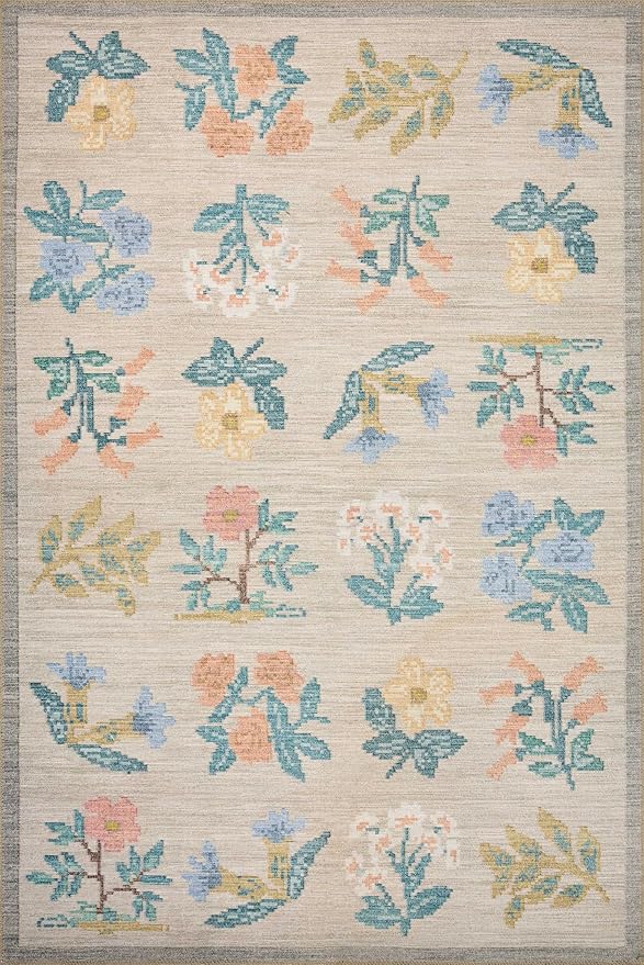 Loloi Rifle Paper Co. Rosa Collection RSA-03 Cream 2'-6" x 7'-6" Runner Rug