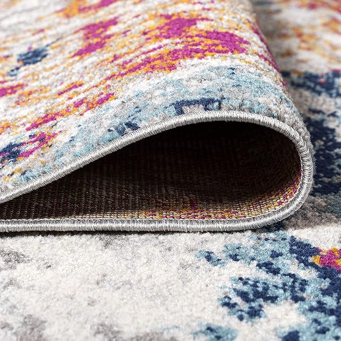 JONATHAN Y Sunset Modern Abstract Blue/Multi Indoor Area Rug, 5x8, Contemporary, Transitional, Easy-Cleaning for Living Room, Bedroom, Kitchen, Pet Friendly, Non-Shedding (CTP114A-5)