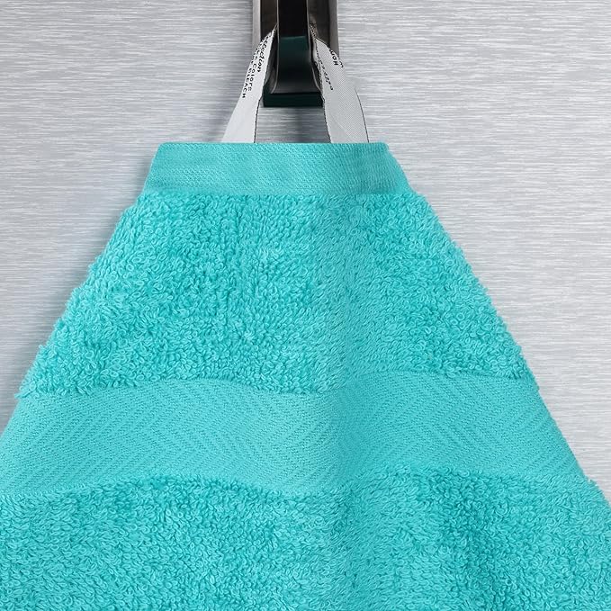 Superior 6-Piece Cotton Assorted Towel Set, Includes 2 Face/Washcloths, 2 Hand, and 2 Bath Towels, Lightweight Essentials, for Home, Gym, Beach, Bathroom, Quick Drying, Franklin Collection, Turquoise