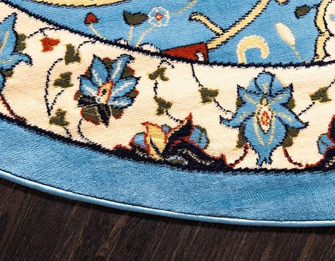 Unique Loom Espahan Collection Area Rug - Cape Cod (8'Round, Blue/ Black)