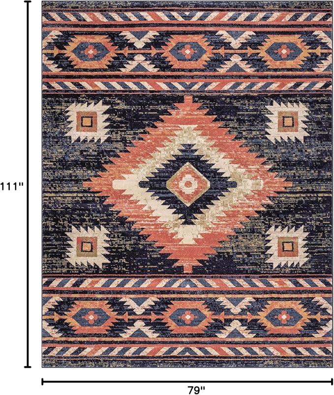 Well Woven Tulsa Lea Blue Southwestern Tribal Bohemian 6'7" X 9'3" Area Rug