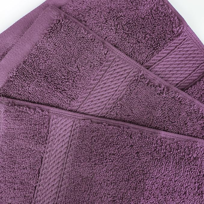 Superior Egyptian Cotton Pile 8 Piece Towel Set, Includes 2 Bath, 2 Hand, 4 Face Towels/Washcloths, Ultra Soft Luxury Towels, Thick Plush Essentials, Guest Bath, Spa, Hotel Bathroom, Plum