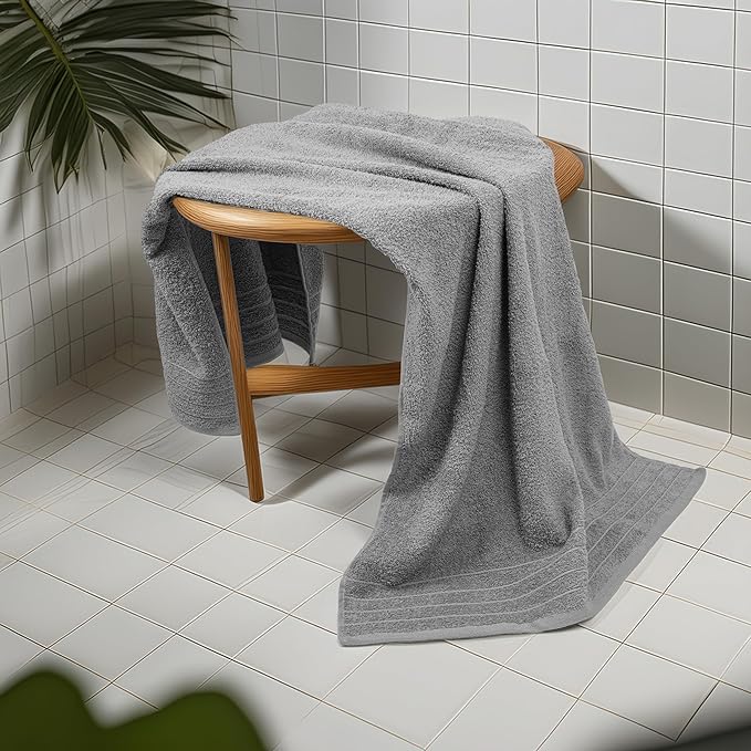 Tens Towels Pack of 8 Towels Set, 2 Extra Large Bath, 2 Hand, 4 Washcloths, 100% Cotton, Lighter Weight, Quicker to Dry, Super Absorbent, Perfect for Bathroom, Cool Grey