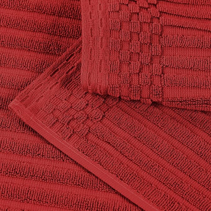 Superior Cotton Face Towel/Washcloth Set of 12, Daily Use for Bathroom, Guest Bath, Quick Dry Small Towels, Face, Hand, Gym, Spa, Hotel, Absorbent, Essentials, Ribbed, Soho Collection, Burgundy